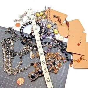 CRYSTALS Bundle of 15 - BLING Lot Costume Jewelry Mixed for Crafting Wearing